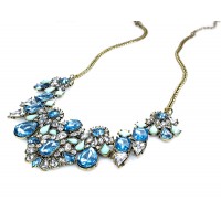 Marine Blue Crystal Geo Stones Necklace